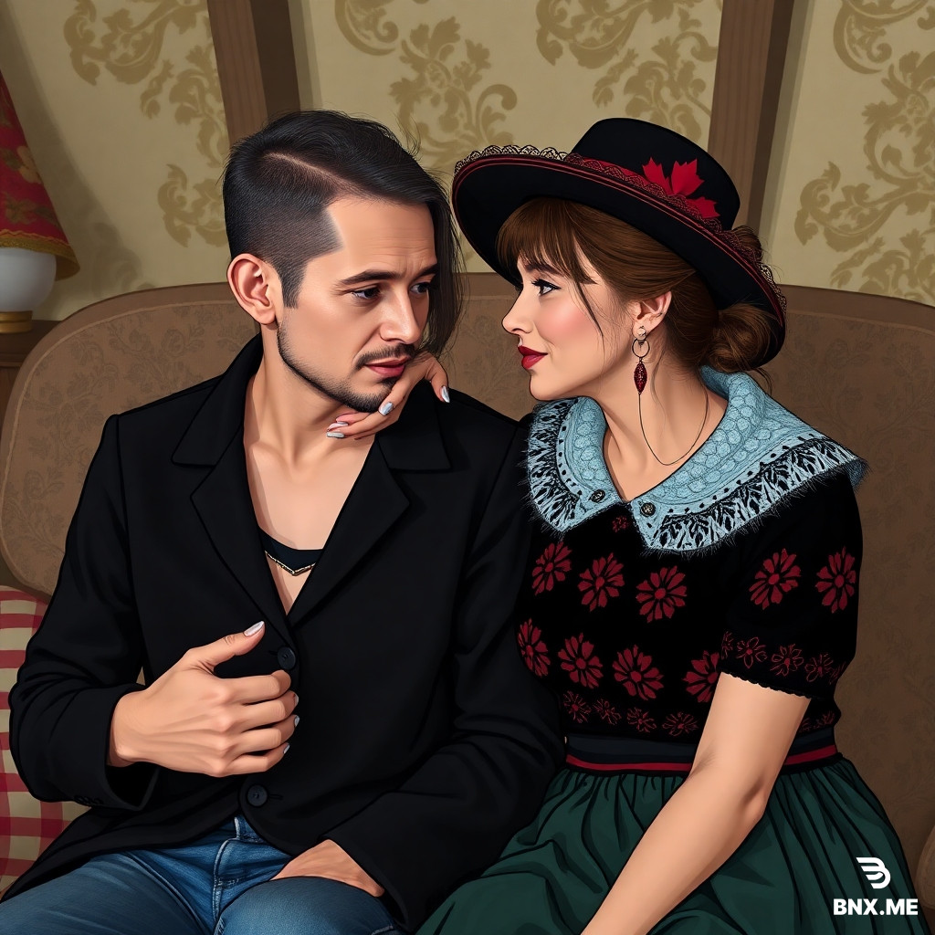 Девушка смотрит на мальчика с улыбкой