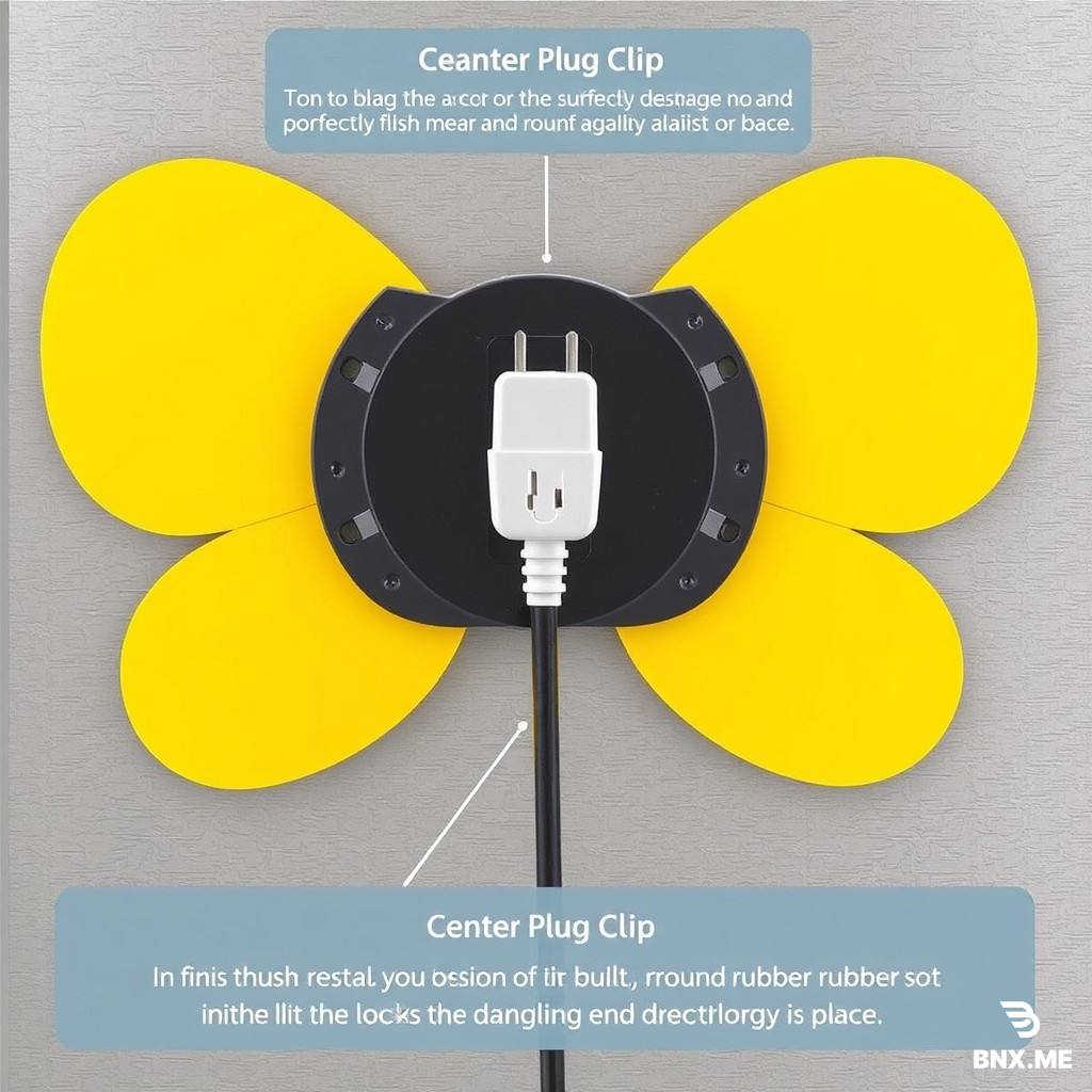 • The Flat Backing: The rear side of the anchor is a smooth, wide surface designed to lay perfectly flush against your appliance. This provides maximum surface area for the 3M adhesive tape to grip. • The Flared Butterfly Wings: Projecting outward from the base are two wide, curved tabs. These wings create a deep channel where you loop the cord around and around, keeping it tightly bound against the machine's body. • Center Plug Clip: The Center Plug Clip: In the absolute center of the mount—right between the two wings—is a built-in vertical friction slot or notch. When you finish wrapping the cord, you snap the thick, round rubber wire right before the plug head directly into this clip. This locks the dangling end securely in place.