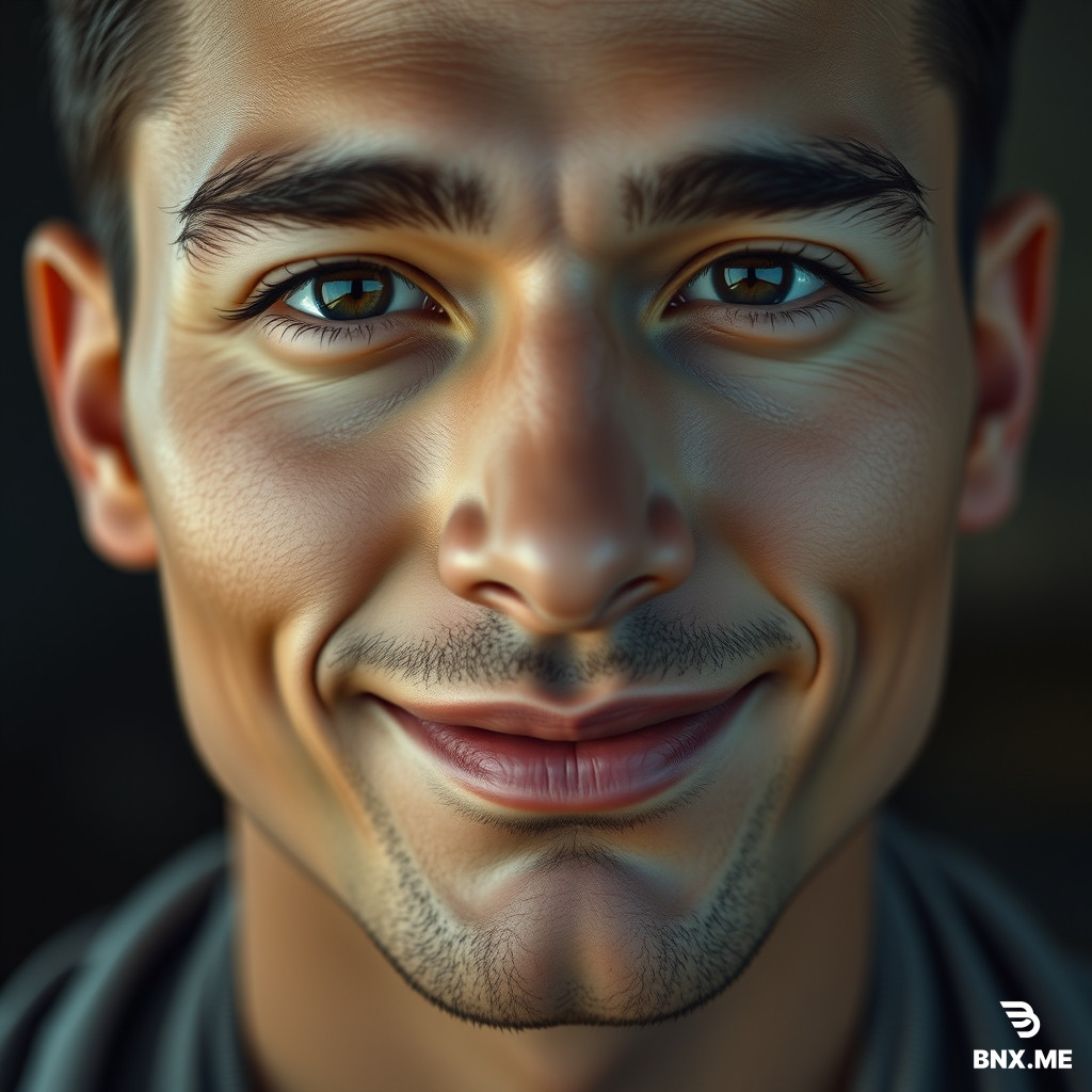 A close-up portrait of a handsome man with a sharp, well-defined nose, finely drawn lips with a soft natural shape, sharp arched eyebrows, long thick eyelashes, and two prominent dimples when smiling. He is wearing loose, long, flowing clothes. Smooth skin, symmetrical face, soft cinematic lighting, high detail, 4K, photorealistic, shallow depth of field, elegant confident expression