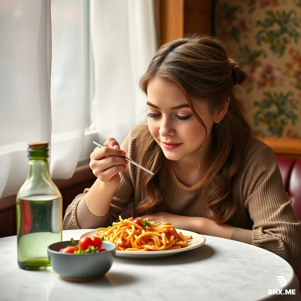 un immagine di una ragazza bionda,  a tavola che fa un ruttino dopo mangiato
