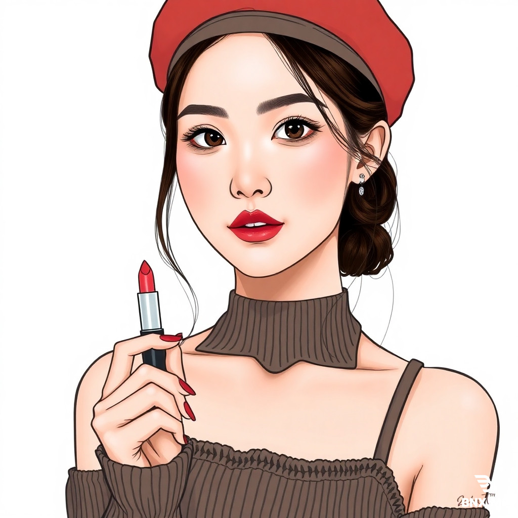 Randomized drawing style:  A woman and the storyline are depicted and interpreted, like a scene from a movie script.  ▲This woman is the protagonist of the image, displaying the professionalism of a female model. A close-up shot showcases her clothing and style.  ▲Her fashionable attire: Fitted Knitted Ruffle Trim Camisole Mini Dress; Solid Color Beret Cap Beret Hat For Women Korean Style Face-Shaping Octagonal Painter Hat; Holding a Lipstick - Moisturizing Lipstick; Lip Glow Nourishing Essence Hydrating Lip Care Lipstick.  ▲Context: "Zhang Wen, the true motive,"  Holy Warrior: Zhang Wen;  The Eastern Sage said that after Maitreya Buddha ascended the throne, he placed Zhang Wen on a holy warrior tablet, assigning him the title: Holy Warrior. He also arrested former officials.  If Zhang Wen had lived a good life, such terrorist attacks would not have occurred. If the people of Gaza were prosperous, Hamas would not have launched terrorist attacks against Israel.  The existence of so-called terrorists stems from the oppression of impoverished people by corrupt former officials. Then, holy warriors appear to resist the evil deeds of these officials.  From a divine perspective, the true cause of the Zhang Wen Taipei MRT terrorist attack:  Underlying factors that are invisible and intangible to ordinary people.  An Eastern sage deciphers the true motive.  ▲Context: The terrorist attack occurred on the streets of the Eslite Department Store area near Exit M7 of the Taipei MRT in Taiwan. A 27-year-old Chinese man, wearing a black short-sleeved shirt and black shorts, and a black baseball cap, threw a smoke bomb, causing an explosion. This triggered panic among the crowd, with many pedestrians fleeing in terror and others taking out their phones to film the terrifying incident.