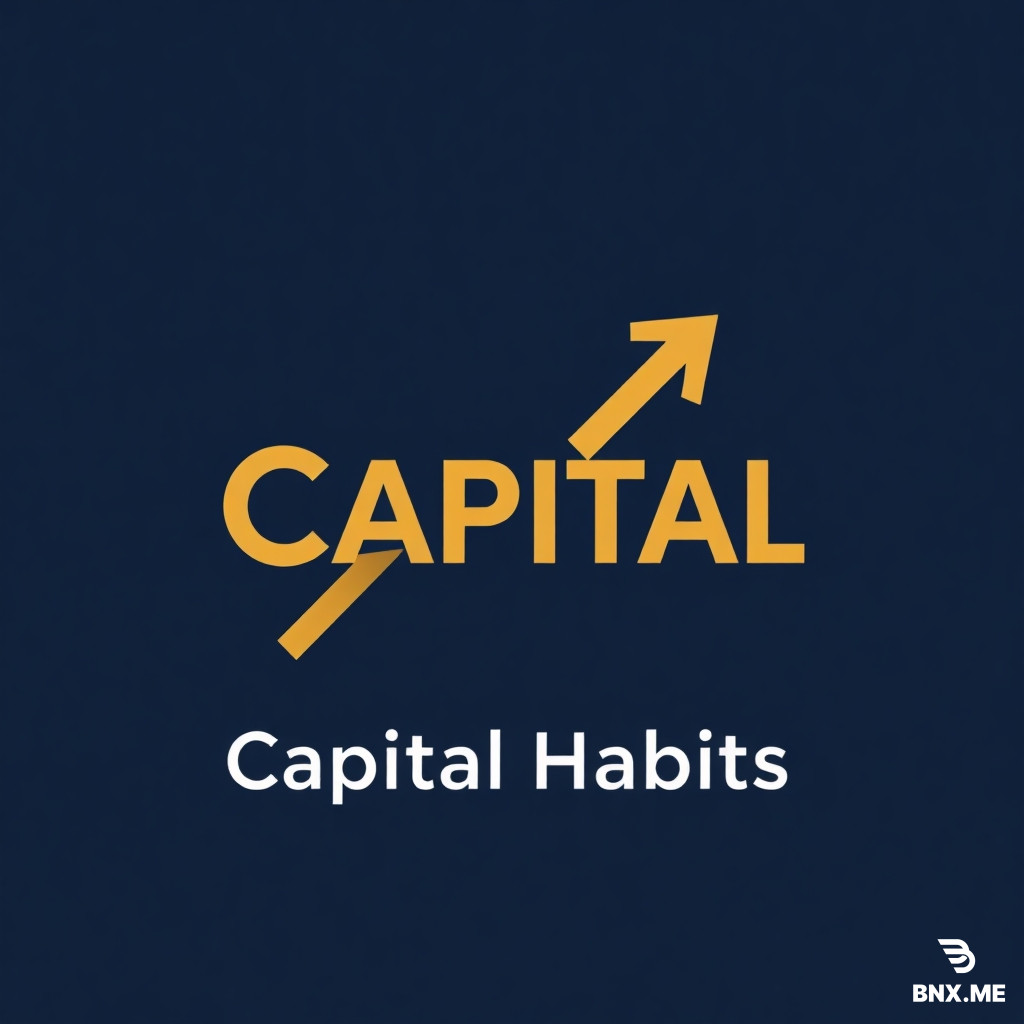 Minimalist logo for a financial education channel called "Capital Habits". Geometric style. Dark blue and gold color palette. A stylized upward-trending arrow integrated with the letter "C" or forming a simple graph. Clean, flat vector design. No text in the image, only the symbol. Professional, trustworthy, modern. 1:1 aspect ratio.