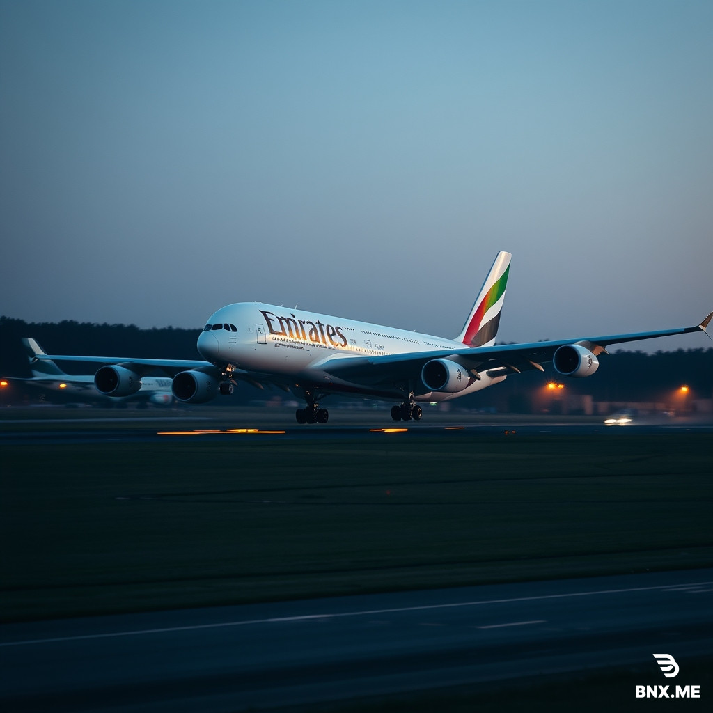 Airbus A380 With Livery of Emirates Taking Off the Runway