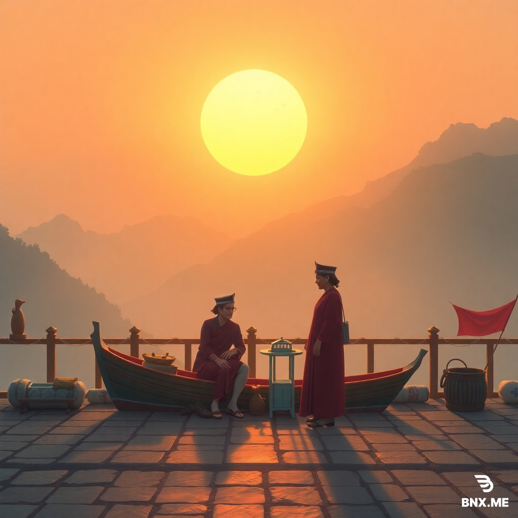 一张海边的照片 微风 朝阳 后面有鲸喷水 海鸟。沙滩上一个黄色人种小女孩