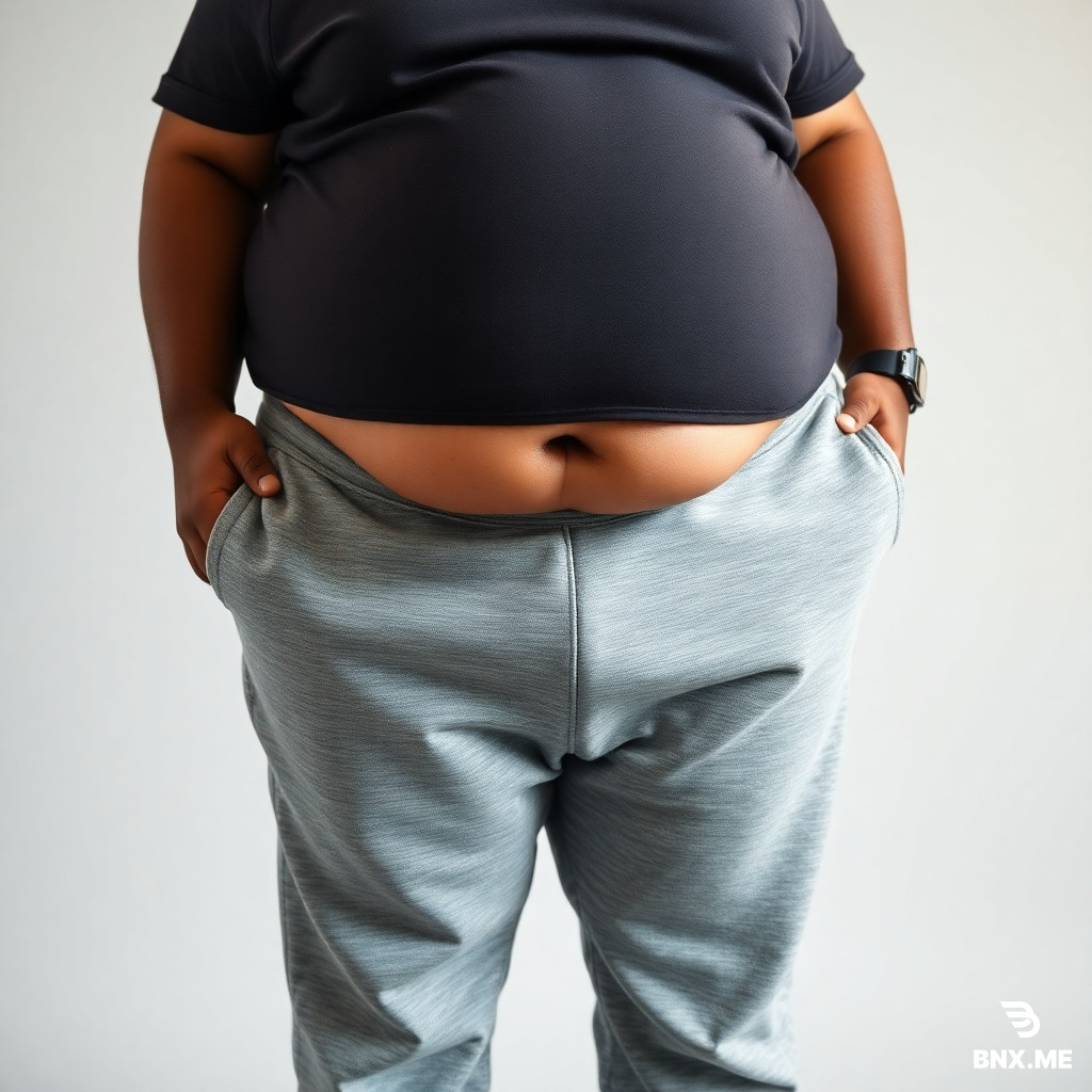 African-American obese made in sweat pants