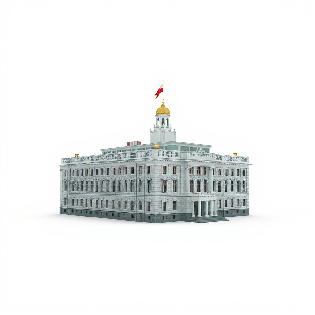 I want to generate Khrushchev-era old soviet building isolated on a pure white background
