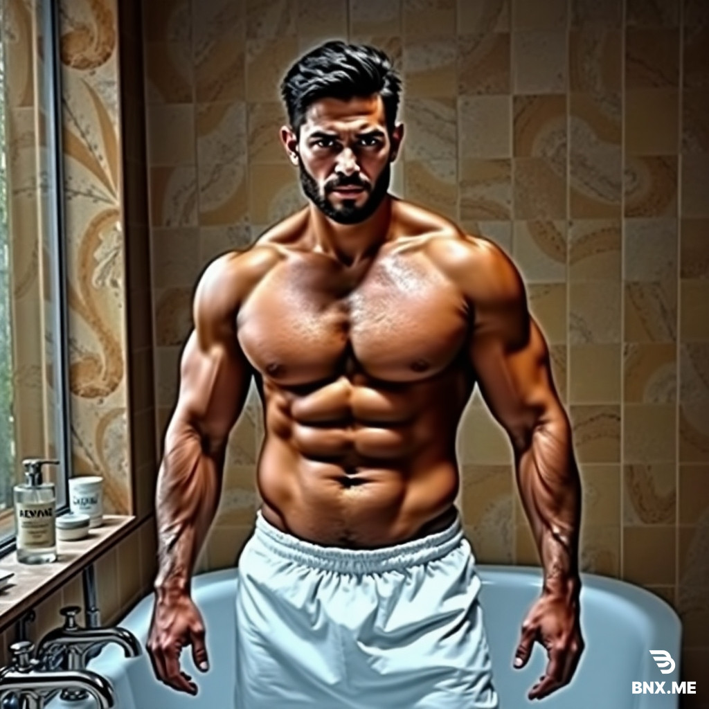 je veux un homme musclé et poilu en slip de bain moulant