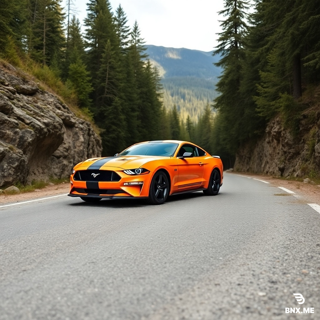 Ford mustang on mountain road