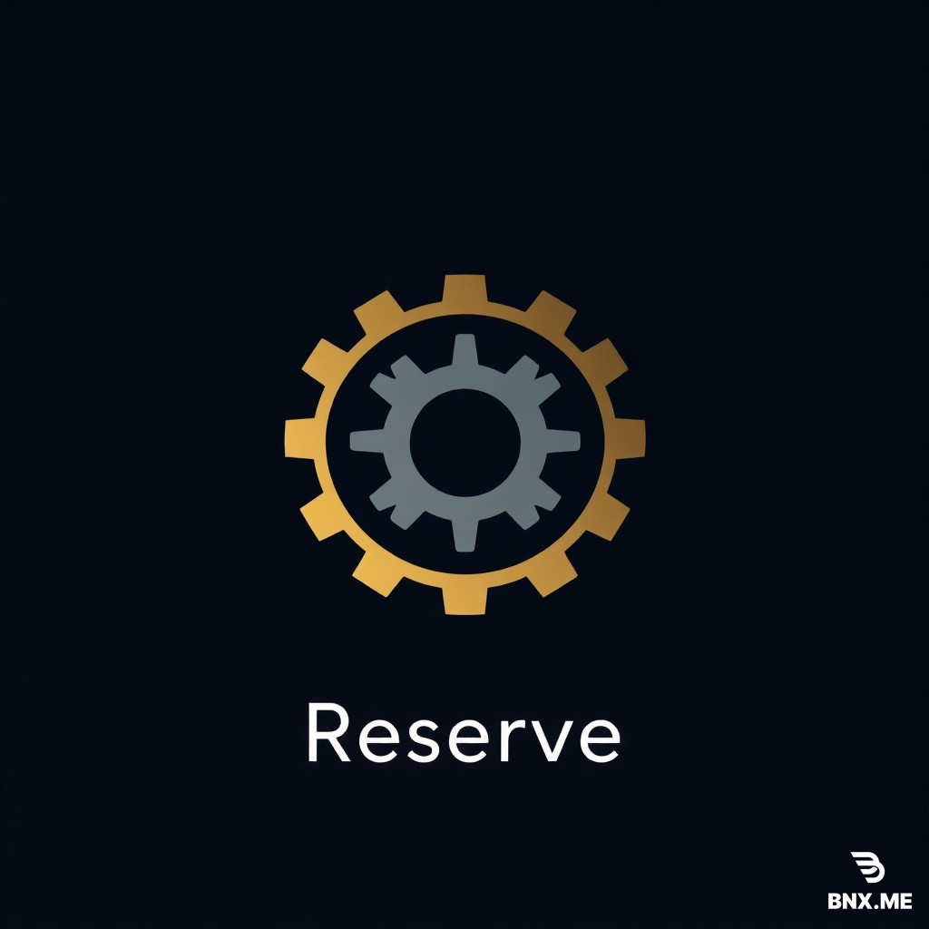 Minimalist luxury tech logo for "Radiance Reserve." Icon combines a glowing halo, a watch gear, and a subtle controller D-pad. Colors: midnight blue and brushed gold. Dark background. Symmetrical, flat vector. No text in icon. Name below in clean sans-serif caps. Feel: premium, modern, trustworthy.