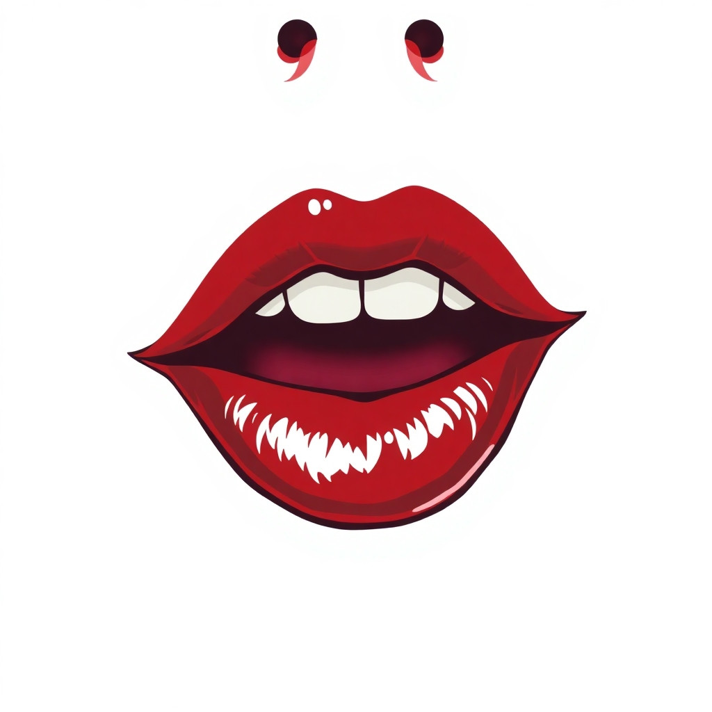 i want a image for a instagram profile. I want the logo of a red juicy lips getting lipstick, all with a vibe of colors that represent anarchy and communism