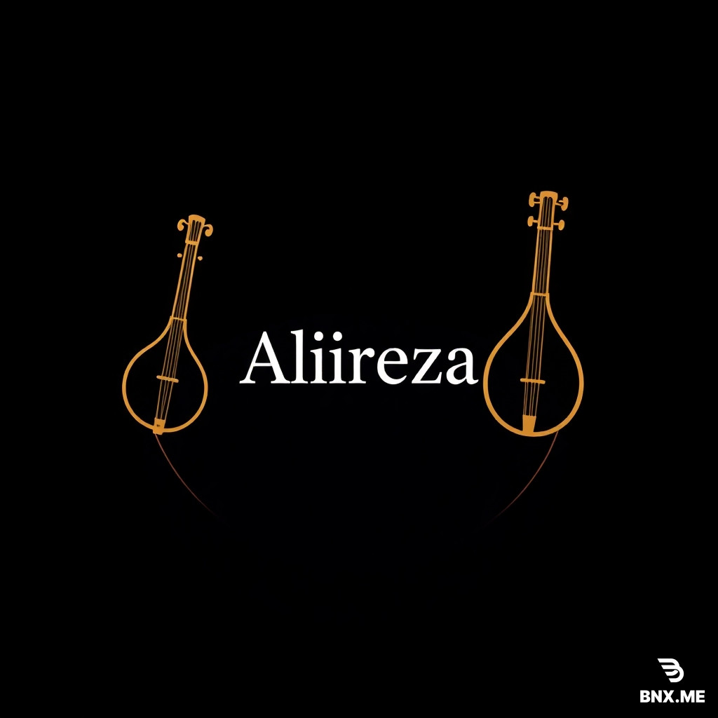 /imagine prompt A circular profile picture design perfectly composed for an avatar, featuring the name 'Alireza' in bold modern minimalist English typography at the exact center, surrounded by elegant golden line-art outlines of traditional Tar and Setar instruments arranged symmetrically within the circle, Tar on the left side curving inward, Setar on the right side curving inward, background is a rich deep black-to-navy blue gradient filling the entire circle, subtle metallic gold and copper highlights only as tiny accent lighting, dark cinematic moody atmosphere, clean sharp vector-style lines, high contrast, dramatic lighting from upper right, minimal and sophisticated, Persian cultural elements subtly integrated, all elements perfectly visible when cropped as a circle, 8k resolution, crisp details, studio quality, mysterious elegant avatar --ar 1:1 --v 6.0 --style raw --s 250 --no bright colors, white background, cartoon, 3d, realistic photo, cropped edges, cut-off text