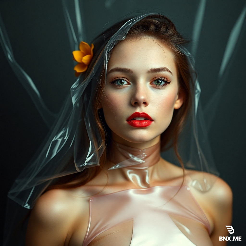 A girl cover in latex