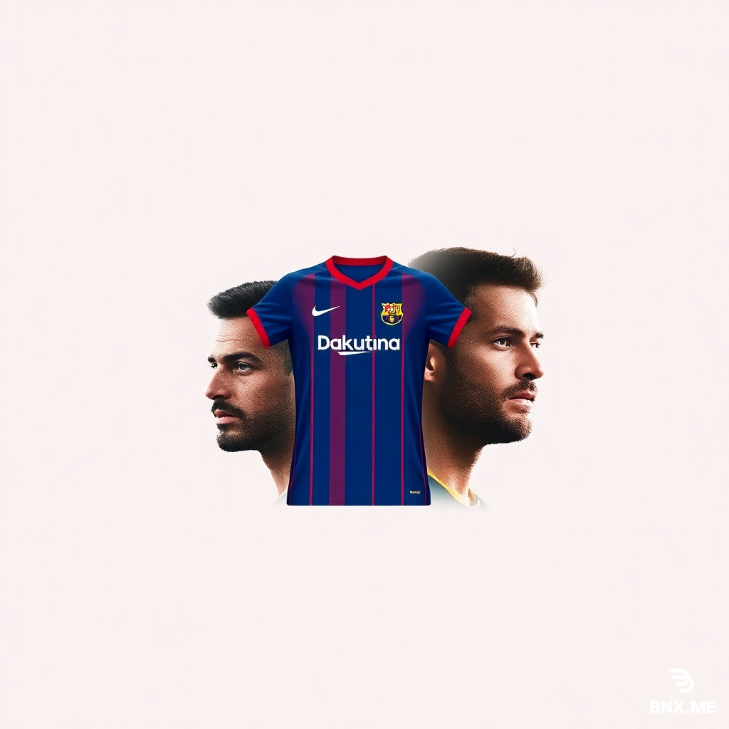 Create an image that shows 4 footballers in one frame with barcelona jersey on