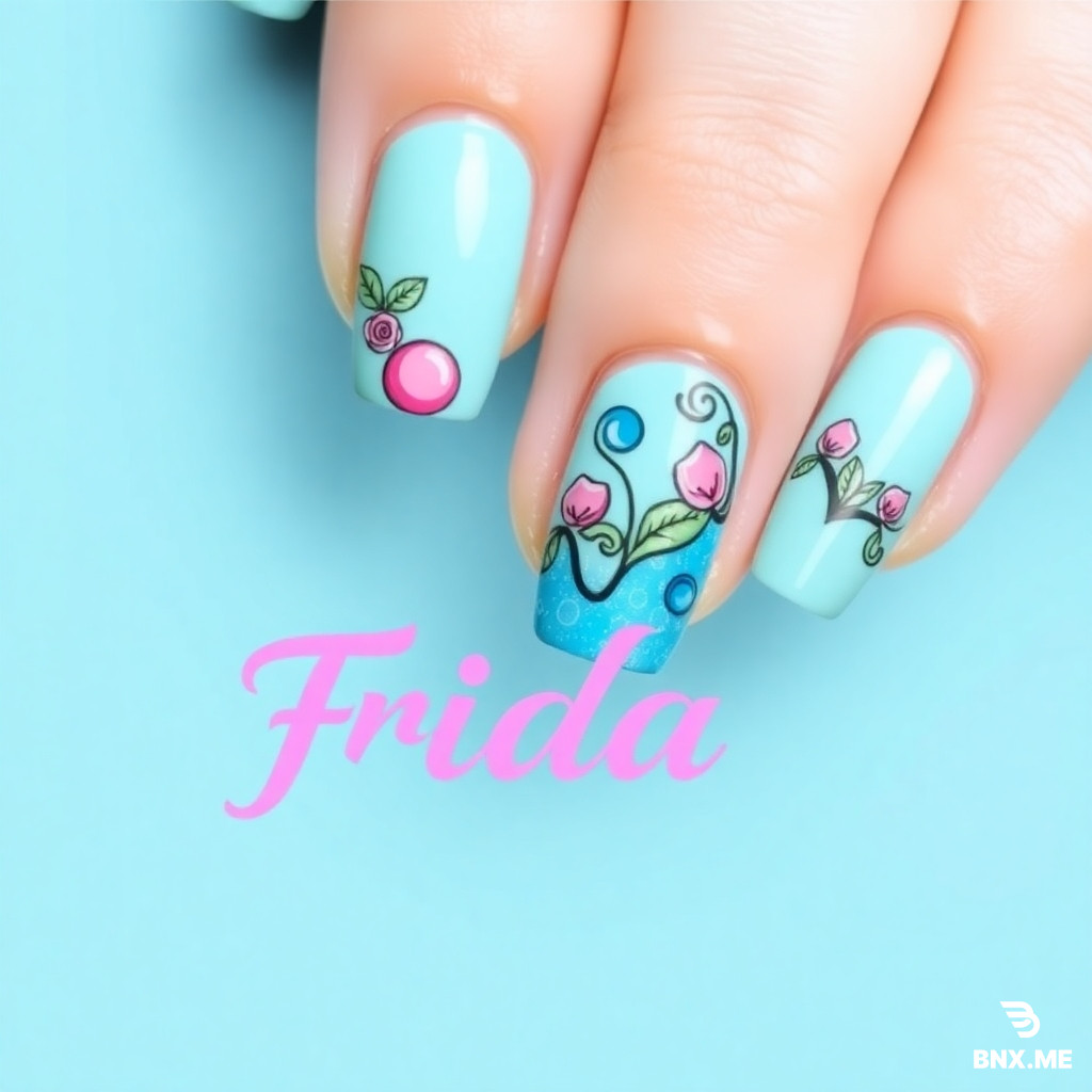 Genera un logo para “Frida nails art” y retira la marca de agua de BNX o hazla muy pequeña