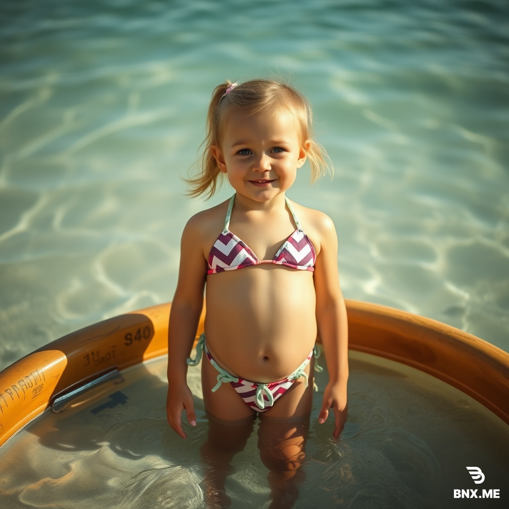 A little girl in bikini