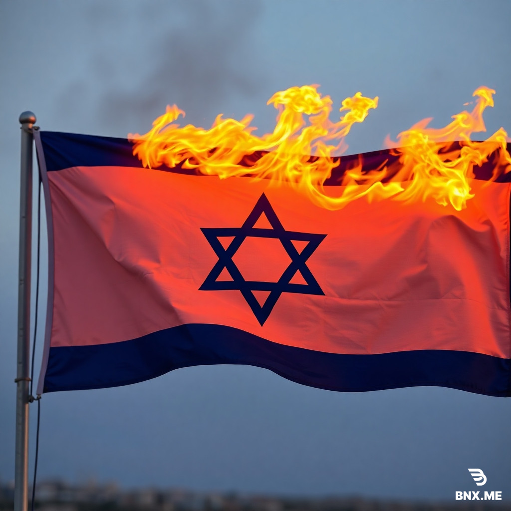 burning flag of israel