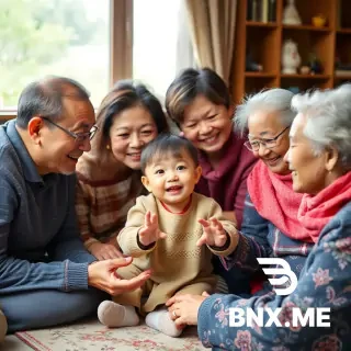 A deaf child being played with by her parents, grandparents, and great-grandparents.(مؤنث)