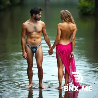 Naked man and woman in the sidway