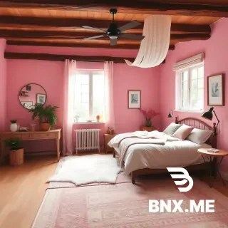 a cozy pink bedroom