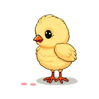 16-bit baby chick, flat 2d sprite, sidescroller, realistic