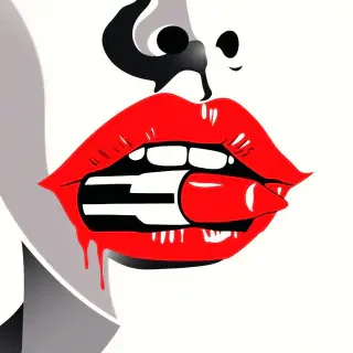 I want a image for a Instagram profile, its about politics, antifascism and related to the sexual workers, the logo could be lipsticking a red lips in a soviet art aesthetic whitouth watermark