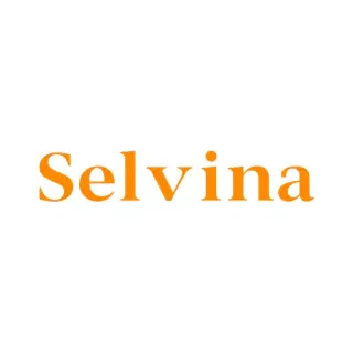 A two-tone text logo featuring the name "Selvina" in large, modern letters. The font is characterized by beautifully overlapping, elongated strokes. Below the name "Selvina" is the word "sweet." The logo is in orange and olive green, with a white background.