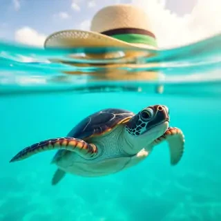 turtle in a panama hat