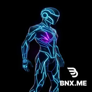 Style: TRON Legacy-inspired, cyberpunk, digital circuitry, low-poly stylized, emissive neon lines, sharp geometric shapes, black base material with glowing cyan and purple energy accents, no organic shapes, no photorealism, clean topology, game-ready asset, T-pose or neutral pose, isolated on pure black background, transparent PNG for 2D, PBR-friendly for 3D. 3D game character, humanoid avatar inside a digital processor, sleek athletic silhouette, dark metallic black body covered with glowing cyan neon circuit lines, smooth spherical head with no facial features, faint white glow where eyes would be, subtle purple energy trail behind, TRON Legacy style, low-poly, 1200 triangles, T-pose, isolated, transparent background, game-ready, PBR. [Universal 3D suffix]
