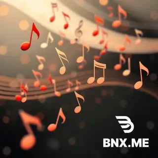 Generate an image visualizing musical notes in an abstract and dynamic composition. Let the musical notes dance in the air, forming a symphony of shapes and symbols that convey the essence of sound. Show the notes floating and intertwining in air, creating a visually harmonious composition.