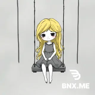 A doll with golden hair sitting on a swing.