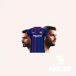 Create an image that shows 4 footballers in one frame with barcelona jersey on