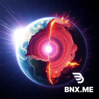 A cross-section dramatic view of planet Earth fracturing from the inside out. At the exact center of the Earth's molten core, an ultra-bright, subatomic point of energy is releasing a catastrophic explosion of blinding white and purple gamma-ray radiation. The immense outward radiation pressure is violently shattering the Earth's mantle and crust into massive, glowing, molten pieces of planetary shrapnel. Oceans are flash-boiling into space, continents are splitting apart, and bright plasma fire vents from the cracks. Sci-fi cinematic concept art, highly detailed, high-stakes planetary destruction.