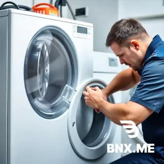 Photo of a technician repairing a washing machine