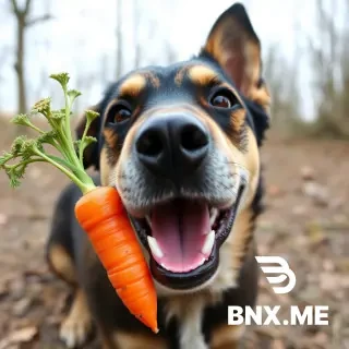 The Dog eats a carrot