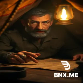 Visual Prompt: A close-up, dimly lit 3D scene inside a makeshift tent. An explorer’s face, illuminated by a flickering oil lamp, looks stressed and arrogant. He is pointing at a hand-drawn map on a wooden desk, trying to sketch a map of "Sheba’s Palace." Dust motes dance in the light. Gritty, moody, documentary style, cinematic depth of field.