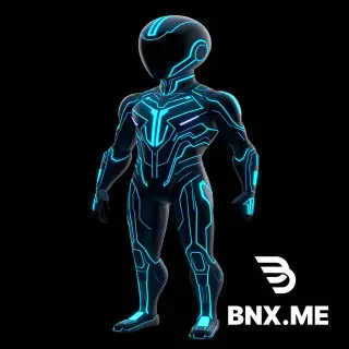 Style: TRON Legacy-inspired, cyberpunk, digital circuitry, low-poly stylized, emissive neon lines, sharp geometric shapes, black base material with glowing cyan and purple energy accents, no organic shapes, no photorealism, clean topology, game-ready asset, T-pose or neutral pose, isolated on pure black background, transparent PNG for 2D, PBR-friendly for 3D. 3D game character, humanoid avatar inside a digital processor, sleek athletic silhouette, dark metallic black body covered with glowing cyan neon circuit lines, smooth spherical head with no facial features, faint white glow where eyes would be, subtle purple energy trail behind, TRON Legacy style, low-poly, 1200 triangles, T-pose, isolated, transparent background, game-ready, PBR. [Universal 3D suffix]