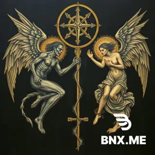 Edward Burne-Jones painting of scary demonic and angelic logos and symbols, obscure tones, high detailed