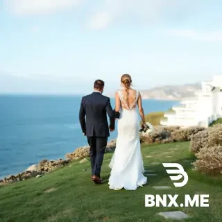 Walking down ailse in wedding back view