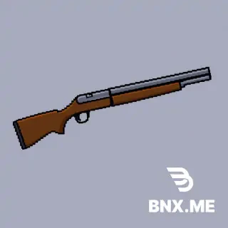 Pump Shotgun: *"8-bit NES pixel art, 16x16 pixels, a brown wooden stock with a long gray metal barrel and a pump handle underneath. Side view. Palette: brown, gray, black. Transparent. Chunky rectangular shape."*