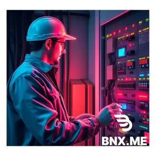 generate image that one electrical technian working on the plc panel checking the system