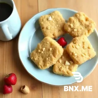 Galletas de avena y maple. Cubiertas con un poco de maple, frutas y acompañadas de café. Las galletas deben lucir frescas, crujientes.