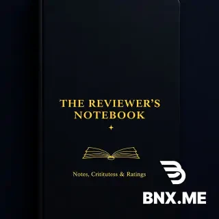 "A minimalist, high-end hardcover notebook cover design, front-facing view. The title 'THE REVIEWER’S NOTEBOOK' is embossed in the center in elegant, minimalist serif gold foil typography. Below it, in smaller text, it says 'Notes, Critiques & Ratings.' The background is a deep charcoal matte black or navy blue textured linen fabric. The only graphic element is a thin, geometric gold line drawing of an open book with a single star rising from its pages. The composition is perfectly centered and symmetrical. Studio lighting, soft shadows, mockup style, ultra-luxurious, 8k resolution. Portrait orientation (2:3 aspect ratio)."