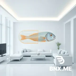 change the fish for a giant pill, keep the transparency and change the background for the inside of an all white modern pristine living room