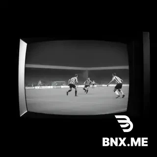 Scene: Black screen to vintage TV text Black and white grainy 1990s football footage, Newcastle United playing, old television screen with scan lines, nostalgic vintage effect, 4:3 aspect ratio make it animation