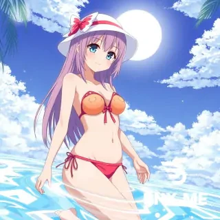 Anime girl on bikini