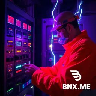 generate image that one electrical technian working on the plc panel checking the system