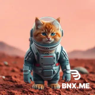 Generate a realistic photo of a fluffy orange cat wearing a high-tech space suit with a transparent helmet, standing on the red rocky surface of Mars. Dusty pink sky, cinematic lighting, 8K resolution, hyper-detailed photography.