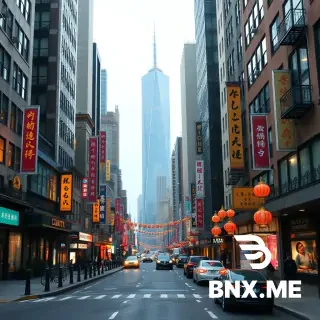 generate an image of newyork but all the banners from a chinese down town