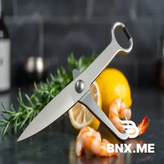 Module 1: Premium Hero Shot (Full Width) Purpose: Grab attention immediately. Show the scissors looking premium and clean. BNX AI Size Spec: --ar 1464:600 (Add this at the end of prompt) BNX AI Prompt:  "Extreme close-up product photography of a pair of heavy-duty stainless steel kitchen scissors with a black ergonomic handle. The scissors are slightly open, angled diagonally on a dark, moody slate kitchen countertop. In the blurred background, there is fresh rosemary, a whole uncooked shrimp, and a lemon. The handle clearly shows the built-in metal loop (bottle opener) and the serrated teeth (nut cracker). Professional studio lighting, 8k photorealistic, luxury kitchen tool aesthetic. --ar 1464:600 --no text, logo, watermark"  Module 2: Premium Video (The "Shrimp Prep" Demo) Purpose: This is the best module for showing the "Deveining" feature mentioned in your product name. BNX AI Note: BNX AI does not make video. Use BNX AI to generate a Thumbnail and then film a short 6-second iPhone clip of you cutting a shrimp shell. Thumbnail Prompt:  "Close up of human hand holding the Sportasake scissors, sliding the curved inner blade along the back of a large raw tiger shrimp, removing the shell and vein cleanly in one motion. Fresh water droplets on the shrimp. Action shot, mid-cut, high shutter speed. --ar 16:9 --no text, watermark"  Module 3: Premium 3-Pack Images (The "Multi-Purpose" Feature) Purpose: Show the three main jobs of the scissors visually. BNX AI Size Spec: --ar 570:380 (Do this three times)  Image A (Poultry):  "Close-up of kitchen scissors cutting through a raw chicken drumstick bone on a bamboo cutting board. The scissors are black handled with 'Sportasake' embossed metal. Clean cut, powerful grip. --ar 570:380 --no blood, gore, watermark"  Image B (Seafood/Shrimp):  "Overhead flat lay of fresh pink shrimp with shells on a marble surface. The Sportasake scissors are resting next to them, with the curved serrated blade visible. --ar 570:380 --no text"  Image C (Vegetables):  "Close up of scissors snipping fresh chives and rosemary directly over a hot cast iron skillet. Fresh, aromatic steam, action shot. --ar 570:380"  Module 4: Premium Interactive Hotspot (The "Hidden Tools") Purpose: Premium A+ allows you to add clickable + icons. This is perfect for the Bottle Opener, Nut Cracker, and Jar Opener. BNX AI Size Spec: --ar 1464:600 BNX AI Prompt:  "Clean technical diagram style photo. The Sportasake scissors are shown open on a white background with plenty of empty space around the handles. At the top of the handle, there is a metal ring (bottle opener). Inside the handle near the pivot, there are serrated teeth (nut cracker). The bottom of the handle is thick (jar opener). Bright, shadowless lighting, product cutout style, isolated on white. --ar 1464:600"  Module 5: Premium Background Image with Text (Left Alignment) Purpose: A lifestyle shot with space for copy like "No More Struggling with Jar Lids." BNX AI Size Spec: --ar 1464:600 BNX AI Prompt:  "Close up of an older person's hand using the serrated inside of the Sportasake scissors handle to grip and twist open a stubborn glass pasta sauce jar lid. The scene is in a warm, cozy home kitchen. The left side of the image is dark wood texture/out of focus (safe area for white text). --ar 1464:600"  Module 6: Premium Full-Width Image (The "Clean/Dishwasher" Angle) Purpose: Address a pain point - cleaning shrimp scissors is gross if you can't take them apart. BNX AI Size Spec: --ar 1464:600 BNX AI Prompt:  "The Sportasake scissors disassembled into two clean pieces, laying on a stainless steel dishwasher rack. Water droplets on the metal. Clean, hygienic, organized. --ar 1464:600"  Module 7: Premium Comparison Chart Purpose: Compare Sportasake vs. regular scissors or vs. a dedicated shrimp deveiner. BNX AI Size Spec: --ar 1:1 (Just need small icons here) BNX AI Prompt (for Icons):  "Isometric view of the Sportasake scissors on a pure white background. Minimalist icon style. --ar 1:1"