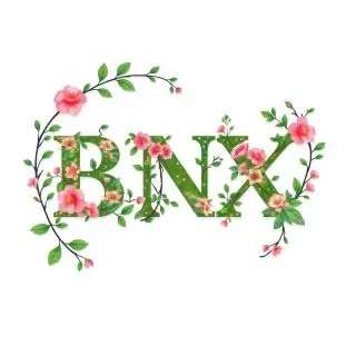 Word: BNX AI decorated in floral vines isolated on white background, typography design